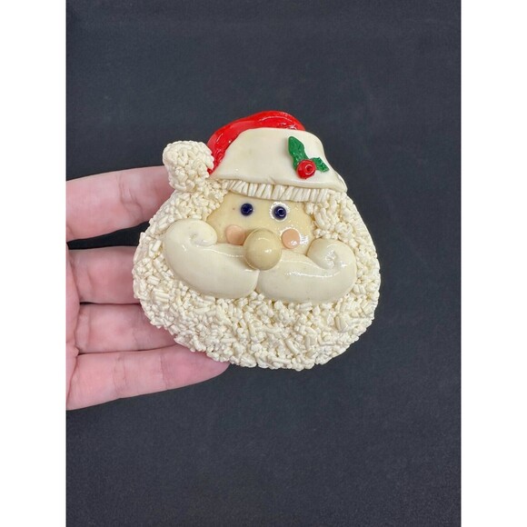 Vintage Handmade Santa Christmas Set Candle Holder Napkin Ceramic Clay Taper - Picture 13 of 14